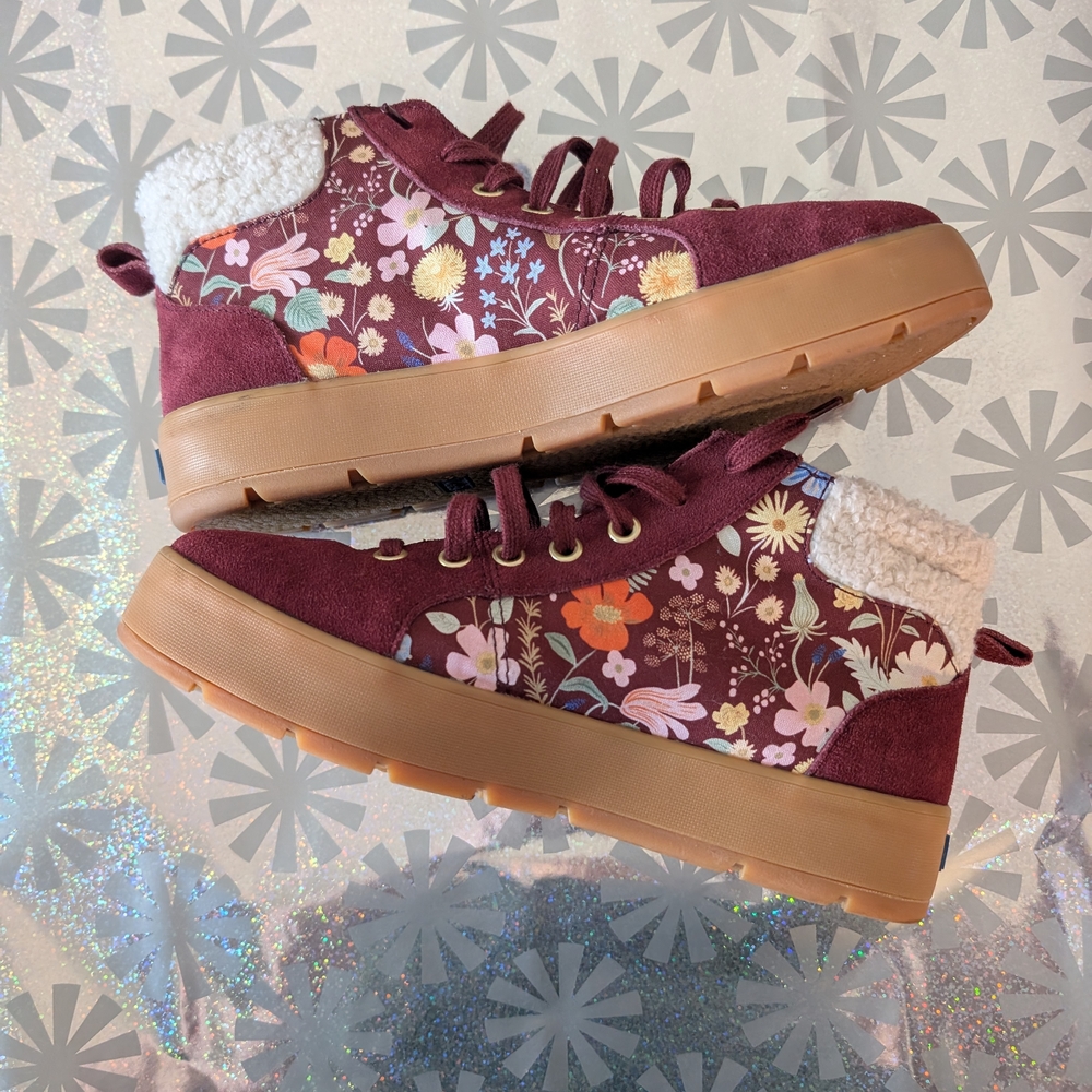 Keds Burgundy Floral High-Top Sneakers